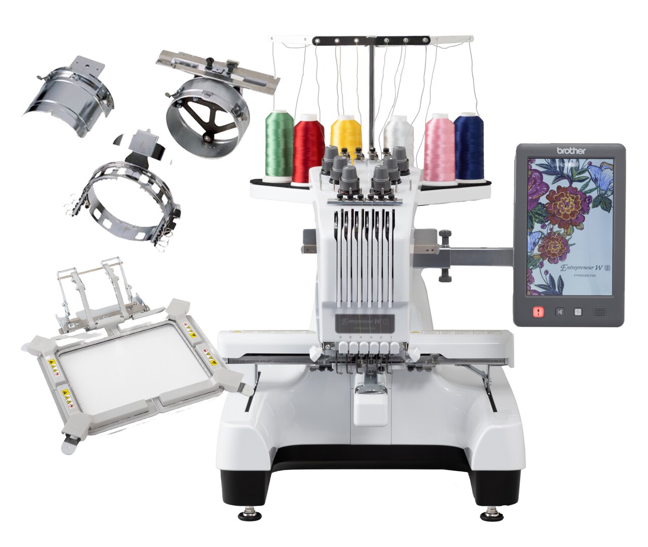 Brother Entrepreneur W PR680W 6 Needle Embroidery Machine 12x8 With PRCF3 and PRVMFL Bundle